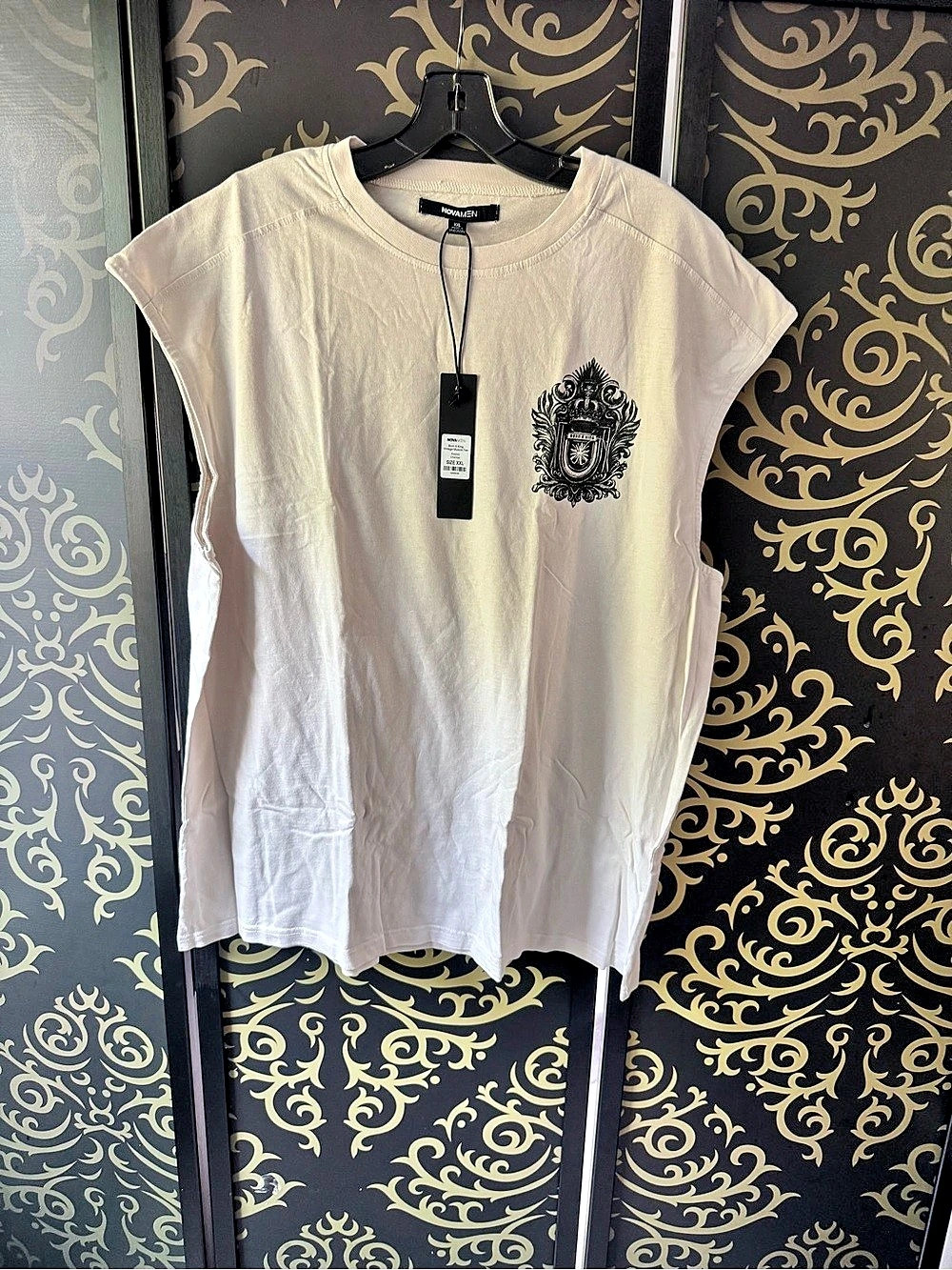 NOVA MEN Born A King Vintage Muscle Tee Graphic Muscle Tee White XXL NWT